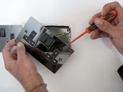 Electrical work undertaken on power sockets.